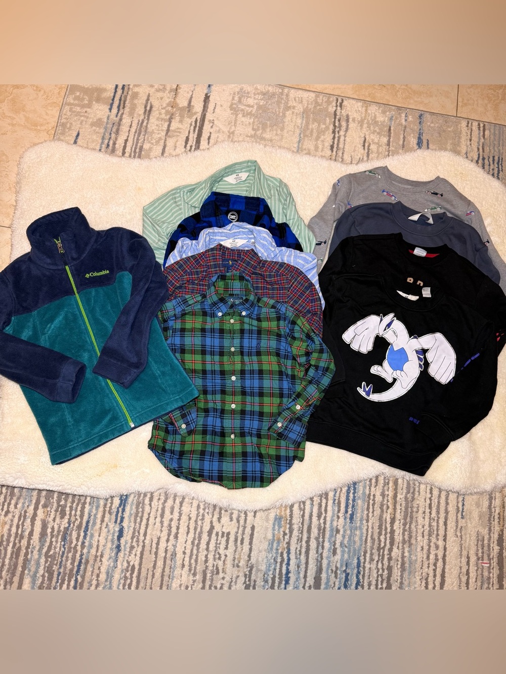 Bundle of 9 long sleeves button down top/sweatshirt/sweater fall winter sz 4-5T